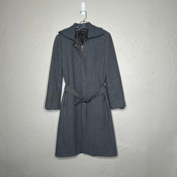 Stefanel Gray Wool Coat with Belt - Picture 1 of 5